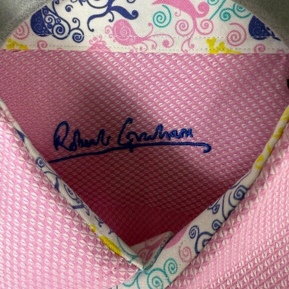 Robert Graham French Cuffs Skulls Paisley Pink 16 Neck - Picture 3 of 7